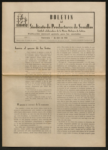 Boletín del Sindicato de Productores de Semillas. Año 1933, Núm. 3