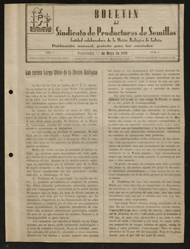 Boletín del Sindicato de Productores de Semillas. Año 1933, Núm. 4