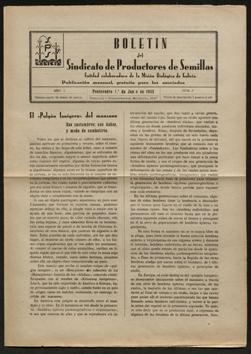 Boletín del Sindicato de Productores de Semillas. Año 1933, Núm. 5