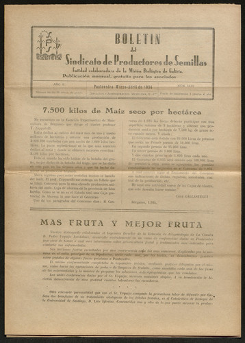 Boletín del Sindicato de Productores de Semillas. Año 1934, Núm. 14-15