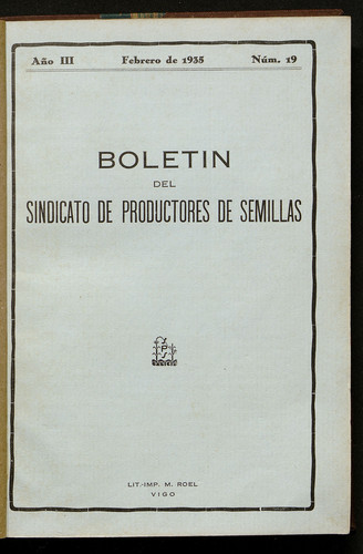 Boletín del Sindicato de Productores de Semillas. Año 1935, Núm. 19