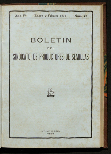 Boletín del Sindicato de Productores de Semillas. Año 1936, Núm. 27