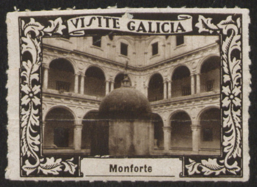 Monforte : [Viñeta con imagen del Claustro del Colegio de Nuestra Señora de la Antigua en Monforte de Lemos]